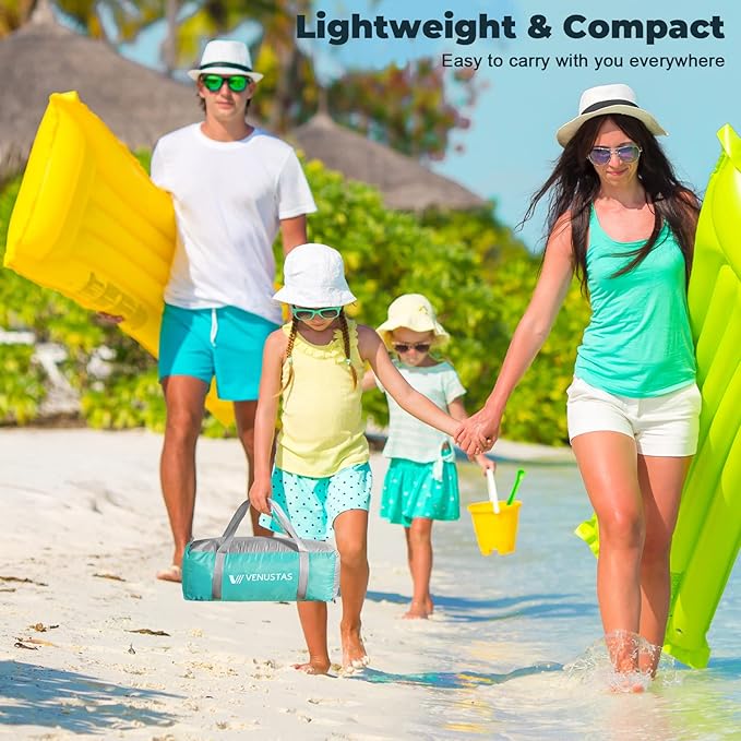 Venustas Beach Tent Sun Shelter for 3/4-5/6-7/8-10 Person UPF 50+ UV Protection Beach Canopy Lightweight and Easy Setup Cabana Portable Shade Tent