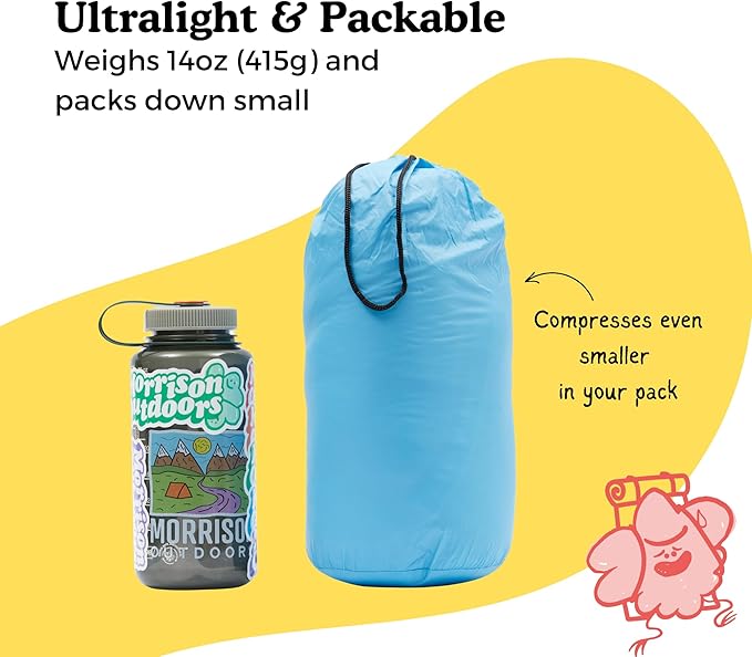 Mighty Mo 20° Down Kids Sleeping Bag (Ages 3-5). The Warmest Lightest Camping Sleeping Bag for Kids Ages 3-5.