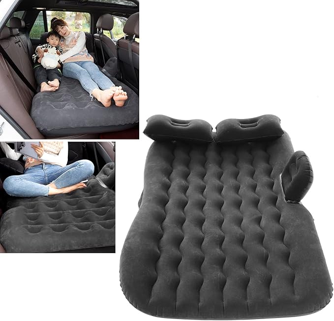 Inflatable Car Air Mattress SUV MPV Backseat Bed with 2 Pillows &amp Pump Portable Camping Sleep Pad for Travel
