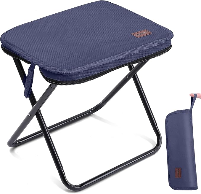 MOONCY Portable Stool 13 Inch Small Folding Stool for Adults Ultralight Blue Camping Stools for Hiking and Fishing Hold Up to 265 LBS