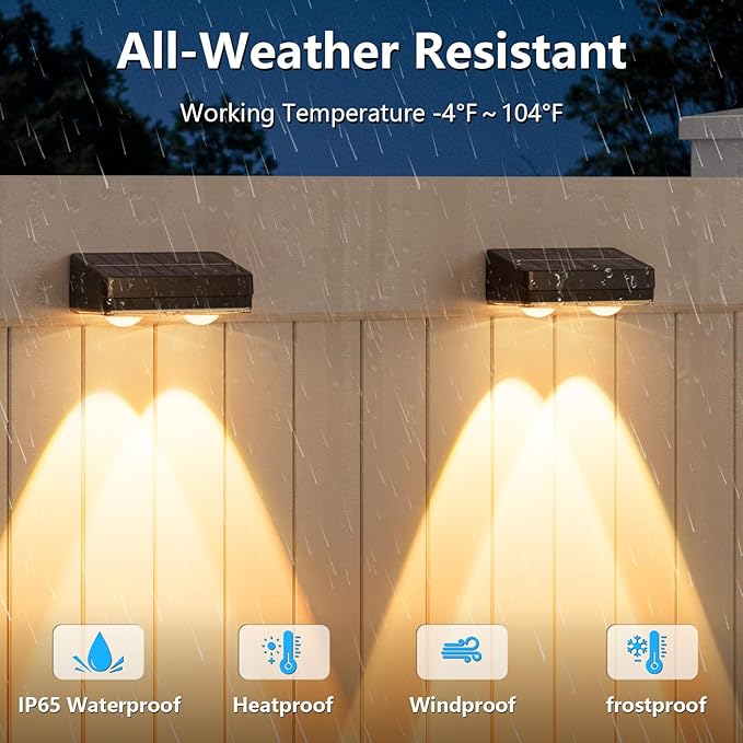 VOLISUN Solar Fence Lights Outdoor 12 Pack 10 Colors ＆ Color Changing Fence Lights Solar Powered Fast Charging IP65 Waterproof LED Solar Lights for Fence Backyard Garden Railing Deck Patio
