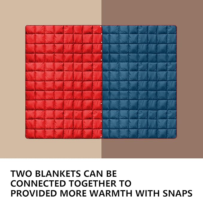 zzlamb Puffy Down Camping Blanket Water-Repellent Down Throw Travel Blanket Portable for Outdoor Light Warm Quilt for Couch Plane Car Theater Stadium Picnic RV Backpacking Hammock