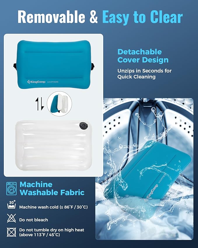 KingCamp Inflatable Pillow for Camping Large(19.7 x 11.8) Camping Pillow Ultra-Soft Camp Pillow with Washable Foam Cover for Home-Like Comfort Hiking Car Beach Travel