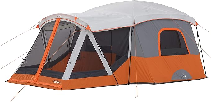 CORE Tent for Family Camping | 10 Person / 11 Person / 12 Person Large Multi Room Cabin Tents for Car Camping &amp Outdoor Adventures