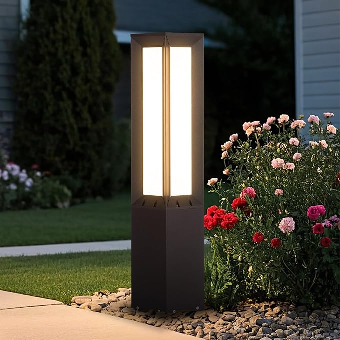Landscape Path Light Hard Wired 31.5 Outdoor Pathway Lights AC100-240V Waterproof Bollard Driveway Lamp Modern 3000K Standing Lighting Patio Lawn Tall Garden Lantern for Commercial Walkway