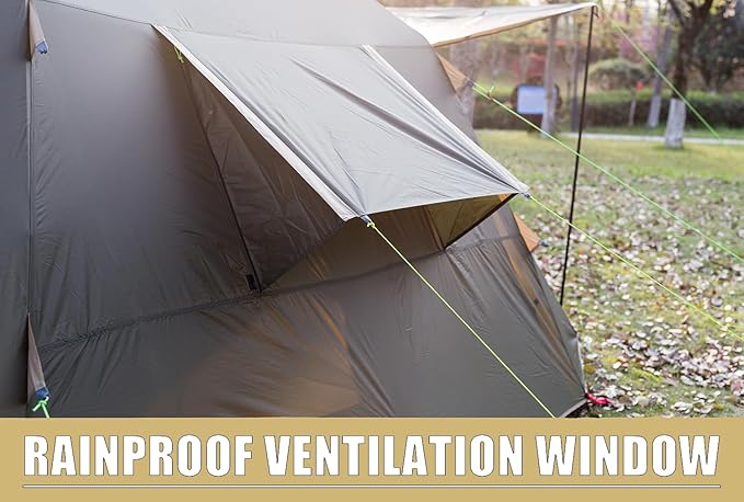 Three Bears 6-Person Tent 3000mm Waterproof Double-Layer Tent with Room Dividers Family Tent with Color-Coded Connection Buckles Front and Rear Vestibules Can Be Set Up as Sunshade Canopies