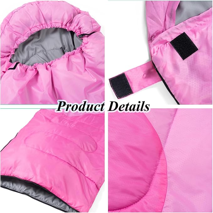Sleeping Bag - 3 Seasons for Adults Kids Boys Girls Camping Hiking - Warm Cold Weather Lightweight Portable with Compression Bag for Backpacking in Spring Summer Fall and Winter