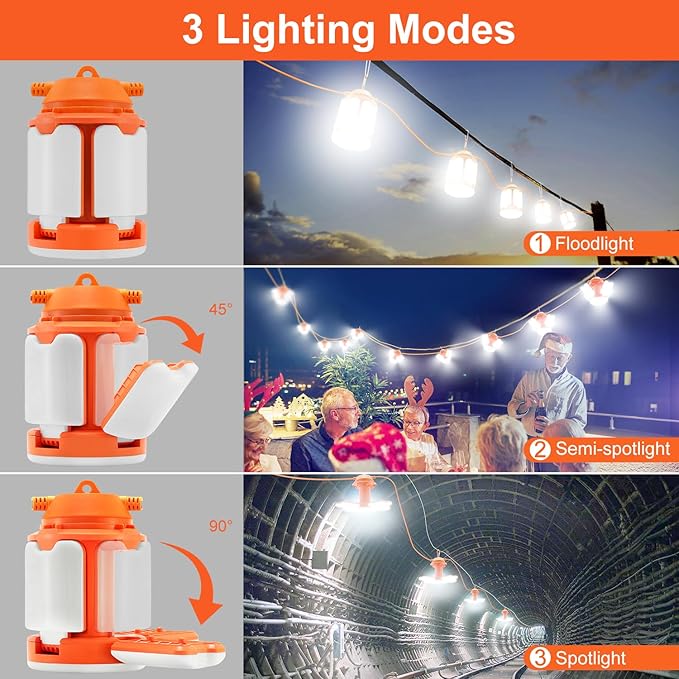 100ft Construction String Lights 300W LED Industrial Grade 30000LM Super Bright Work String Lights for Construction Sites Temporary Work Job site Indoor and Outdoor Lighting (100ft)