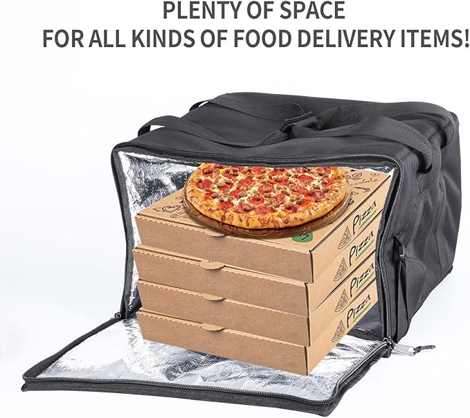 Insulated Heated Delivery Bag with Handle - Portable Microwave Food Warmer Collapsable Grocery Boxes - Picnic Lunch Pizza Container for Food Transport