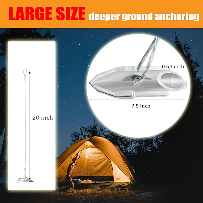 Drive-in Ground Earth Anchors for Sheds (20 Pack) Duck Bill Tree Anchor Kit with 30 inch Wire Cables for ShedCoyote Traps CanopyFencesTentsSwing Set Green House Easy to Use