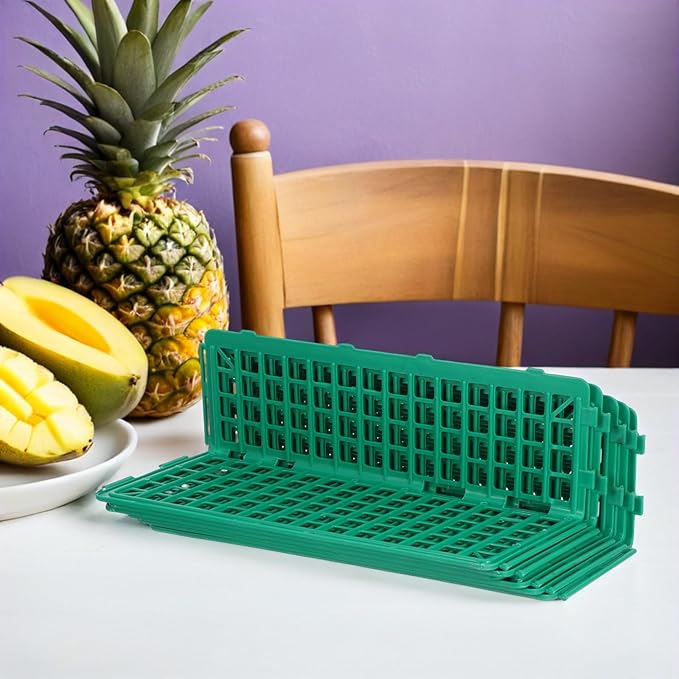 6PCS Plastic Shelf Rail Guardrail Supermarket Produce Display Divider for Grocery Store Shop Market Home Accessories - Green