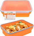 Silicone Collapsible Marinating Container with Lid for Meat 2.64Gal/10L Extra Large Collapsible BBQ Prep Tub Transparent Locking Lid XL Grill Prep Trays and Carry System BBQ Must-Have Orange