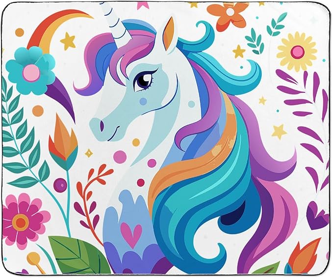 CafePress Colorful Whimsical Unicorn 50 x 60 Water-Resistant Outdoor Blanket