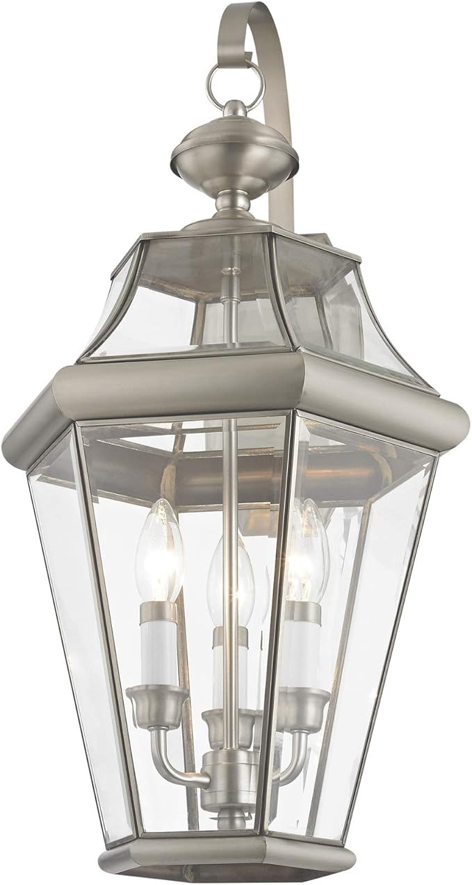 Livex Lighting 2361-01 Georgetown 3-Light Outdoor Wall Lantern Antique Brass