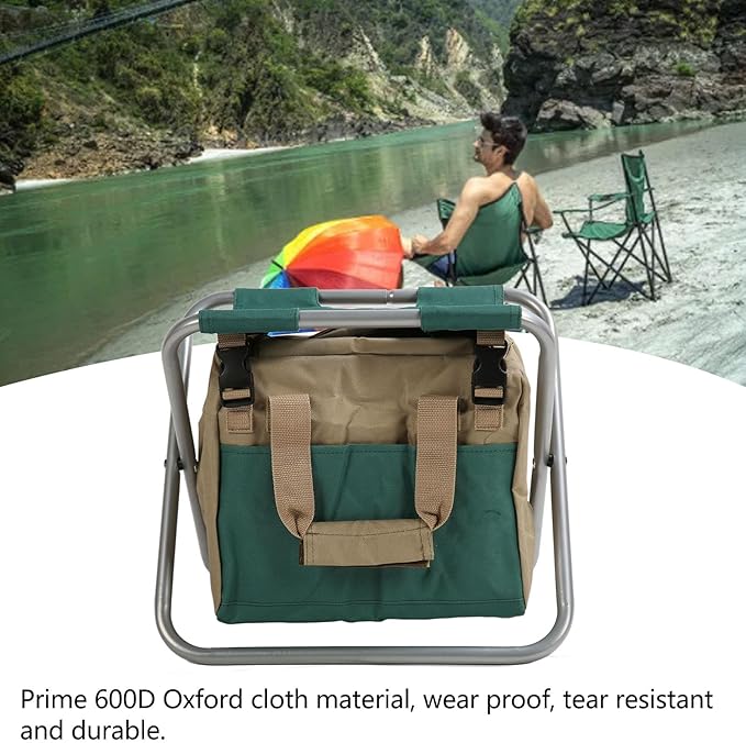 Folding Backpack Stool Multifunctional 600D Oxford Tool Bag with Detachable Seat for Gardening Fishing and Outdoor Camping (Silver)