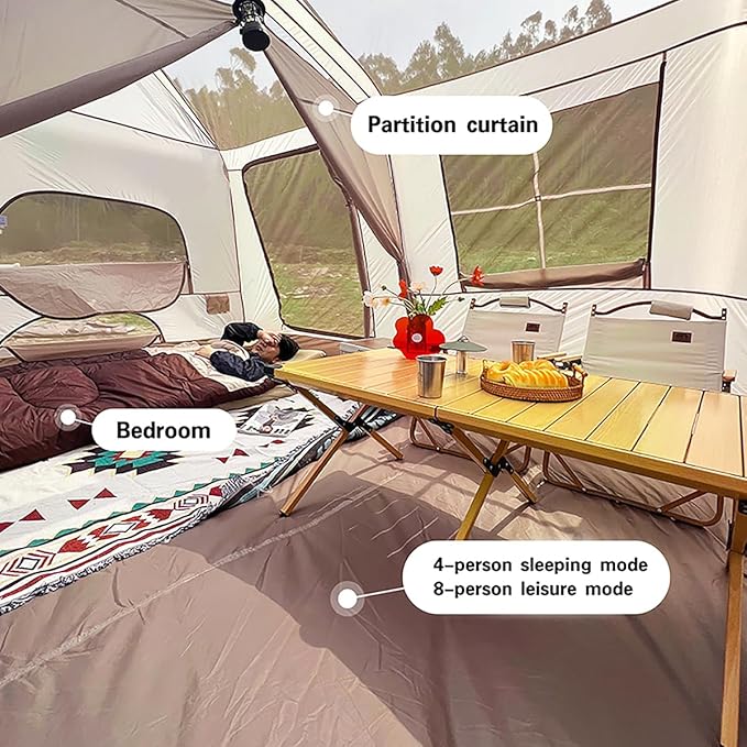 Jupiter 5 6 13 Outdoor Camping Tent for 4 6 8 People Fully Automatic Quick Opening Canopy for Outdoor Picnic Park &amp Family Use Silver Coated Sunscreen &amp Waterproof