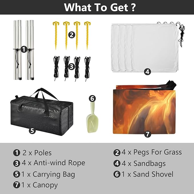 Flame HorseCamping Sun Shelters 9.2 x 10.5 FT Beach Canopy Tent Sun Shade with Carrying Bag for Camping Trips Fishing Backyard Fun or Picnics 21341611