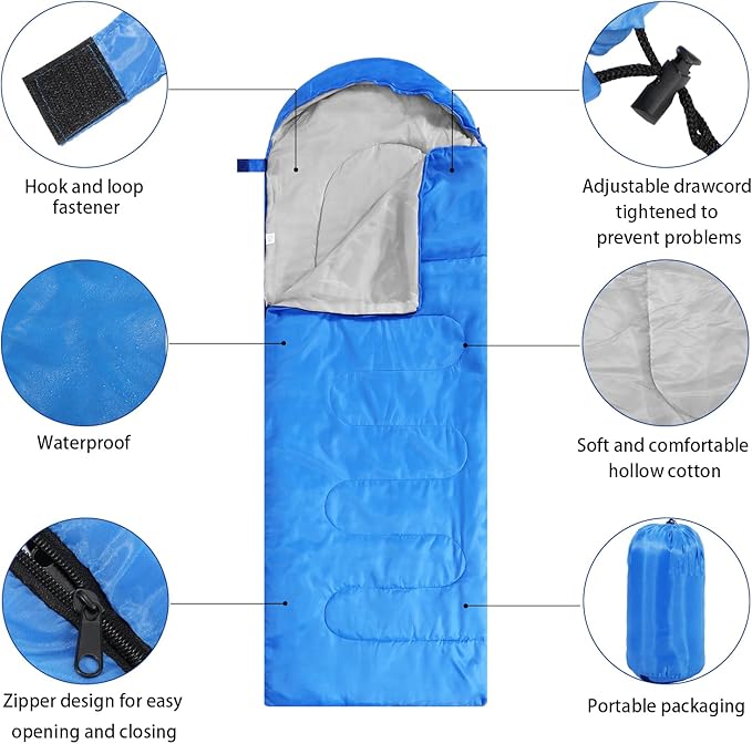 Junkin 12/36 Pcs Camping Sleeping Bag Bulk for Adults Homeless 4 Season Cold Warm Weather Sleeping Bags Waterproof Lightweight with Compression Sack for Hiking Travel Outdoor