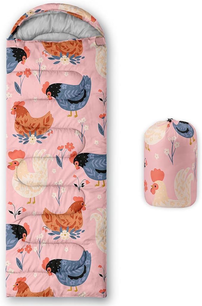 Axolotl Cartoon Fox Sleeping Bag3 Season Warm and Cool Weather Kawaii Fox Flowers Sleeping Bags for Kids Boys TeensWaterproof Lightweight Sleeping Bags for TravelingOutdoors Camping EquipmentRed