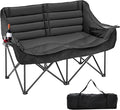 Slsy Oversized Double Camping Chair Folding 2 Person Camping Chair Loveseat Fully Padded Duo Chair Camping Couch Fold Up Double Camp Chair Lawn Chairs Camping Bench with Carrying Bag