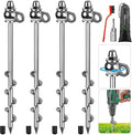 4 Pack Tent Stakes 12 Inch Heavy Duty Ground Anchors Full Welding Easy to Screw in and Reusable for Camping Tents Trampolines Sheds Swing Sets Securing Animals