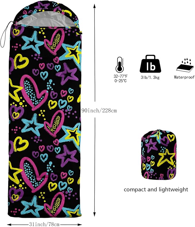QOOMO Axolotl Cute Camping Sleeping Bags3 Season Warm &amp Cool WeatherLightweightWaterproof Sleeping Bags for Adults &amp KidsTravelingand Outdoors