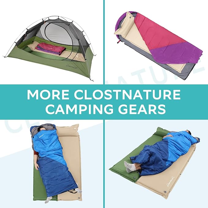Clostnature Self Inflating Sleeping Pad for Camping - 1.5/2/3 inch Camping Pad Lightweight Inflatable Camping Mattress Pad Insulated Foam Sleeping Mat for Backpacking Tent Hammock
