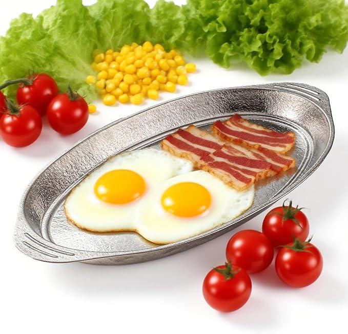 Titanium Fish Plates Oval Serving Dishes Large Capacity Dual-Ear Design Extra-Thick Flat Bottom Perfect for Camping Picnics Outdoor Dining &amp Home Use (L)