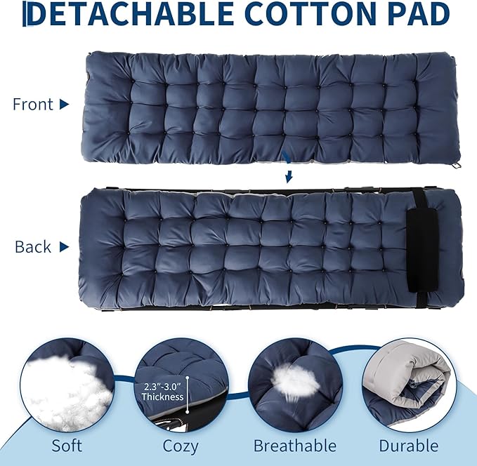 Garvee Camping Cot for Adults Heavy-Duty Portable Cot Bed with Mattress Double Layer Oxford Foldable Padded Sleeping Cots for Travel Tent Day Bed Outdoor Home Guest Office Nap