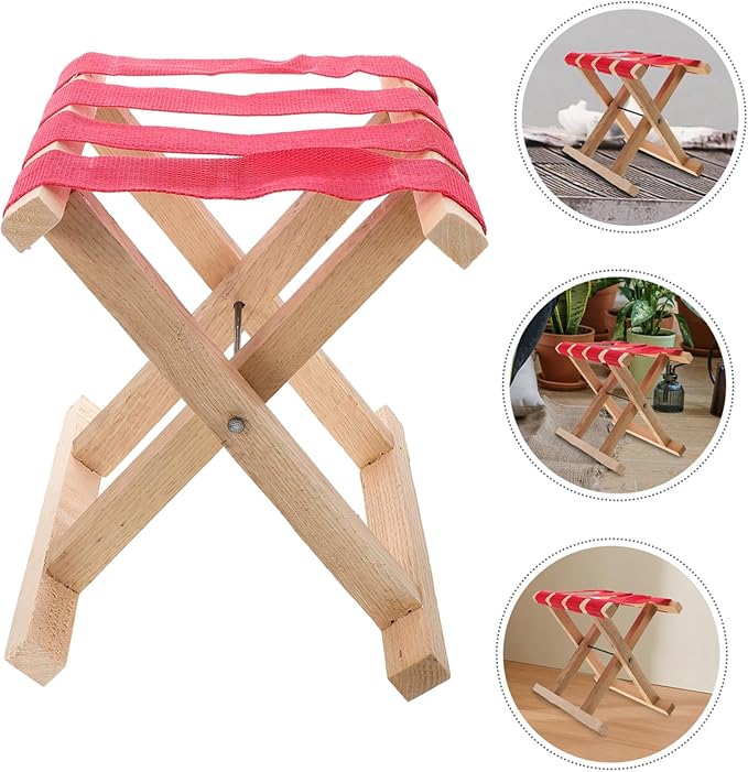 balacoo Compact Folding Camp Stool Lightweight Portable Outdoor Seating for Camping Fishing and Gardening Stylish Design Sturdy Wooden Bracket and Features