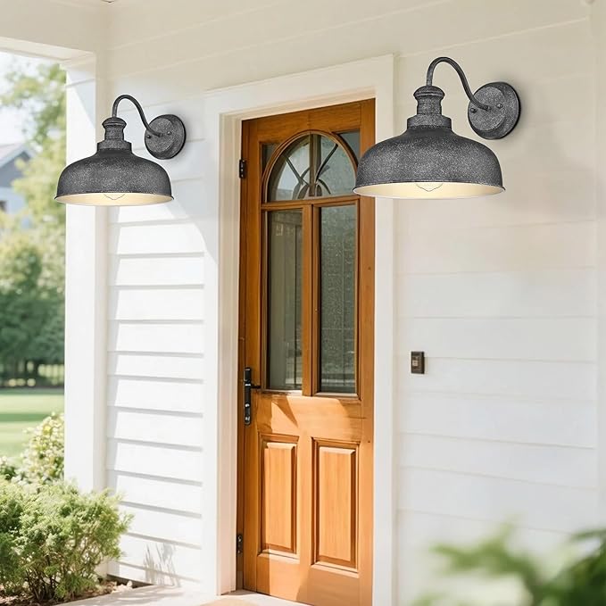 Outdoor Gooseneck Barn Light Outside Wall Sconce Weather Resistant Anti-Rust Farmhouse Exterior Wall Lantern for Porch Garage Patio Entryway (Antique Black 8 Pack)
