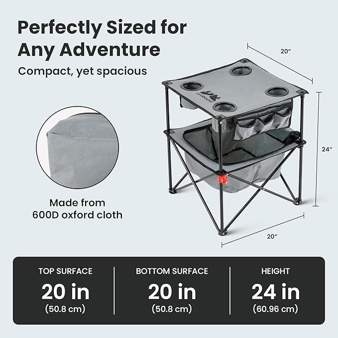 Portable Folding Beach Table Lightweight Outdoor Table with Carry Bag Compact Sand-Friendly for Camping Picnics &amp Travel.