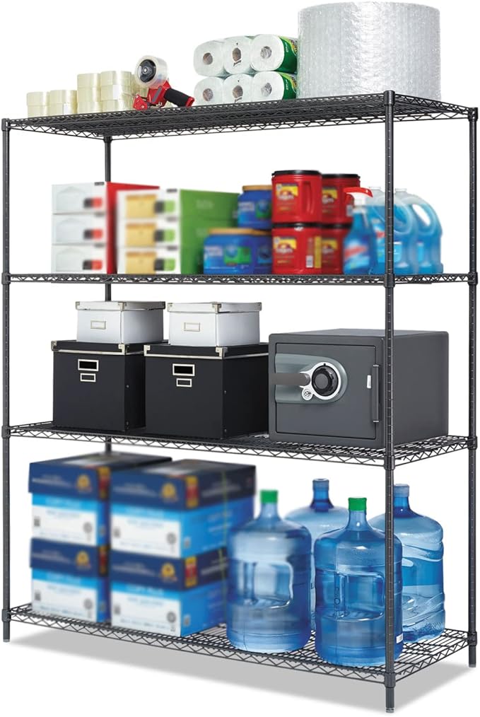 4 Tier Black Epoxy Wire Shelving Kit | NSF Commercial Storage Rack Unit (21 Deep x 42 Wide x 64 High)