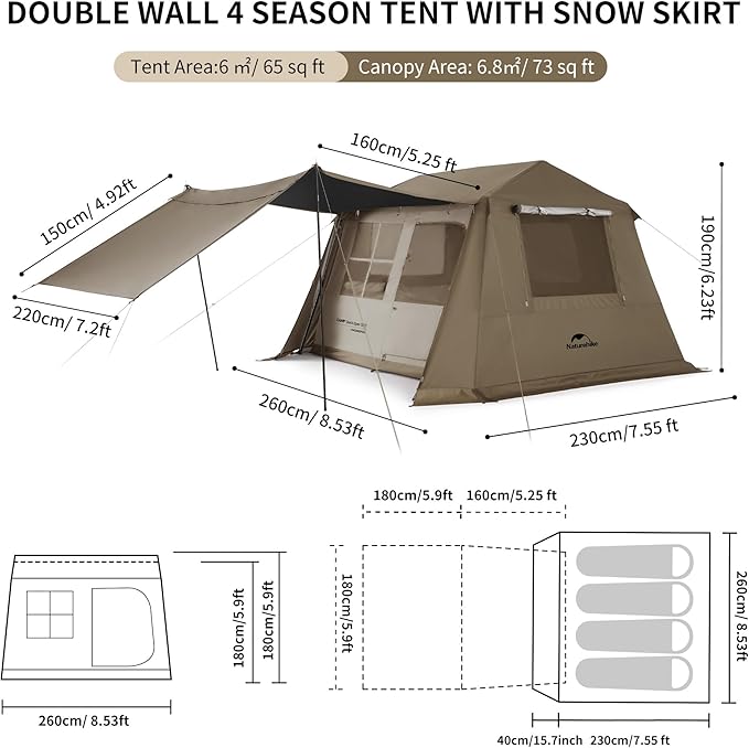Naturehike Village 4 Person Tent and The Footprint