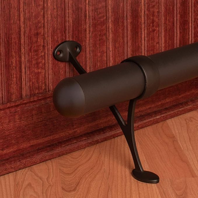 Outwater 2 Diameter x 2' Bar Foot Rail Kit – Complete Undercounter Mount Hardware and Tubing Dome End Cap Oil Rubbed Bronze Finish