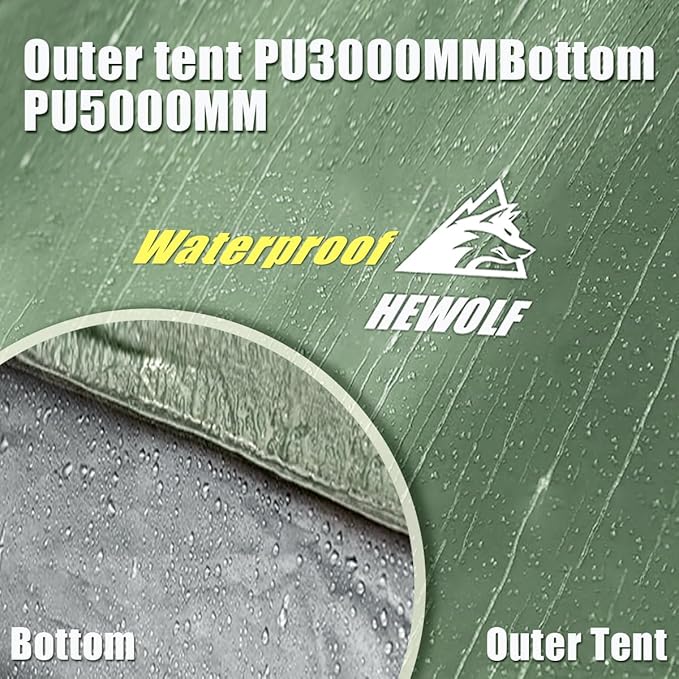 Hewolf 2/3/4 Person Camping Tent - Instant Pop Up Waterproof 2 Doors Tent with Easy Setup | 3-Season Hexagonal Dome Design for Family Hiking &amp Traveling