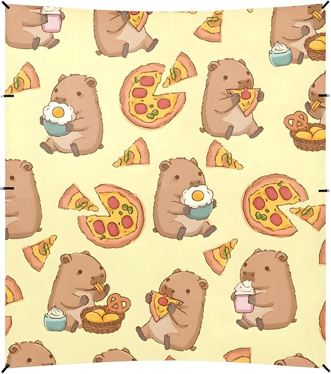 Capybara Pizza Pattern Camping Sun Shelter Beach Tent Portable Beach Sun Shade Outdoor Canopy for Camping Trips Fishing Picnic
