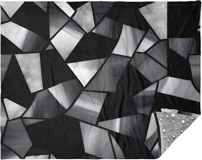 Cute Blanket Stained Glass Gray Black Classical Teen Throw Blanket 50'' x 70''