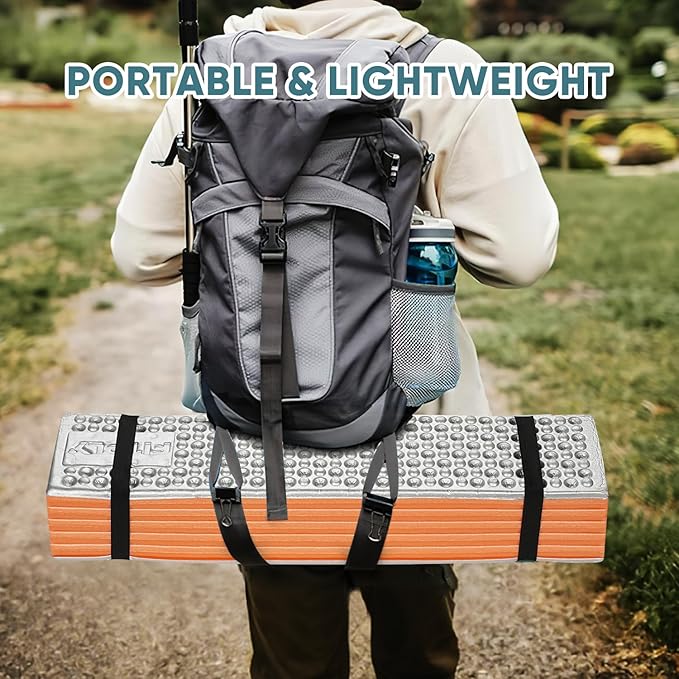 Ultralight Foam Sleeping Pad Waterproof Closed Cell Foam Pad for Superior Insulation Folding Sleeping Mat for Compact Storage Foldable and Portable for Hiking and Camping