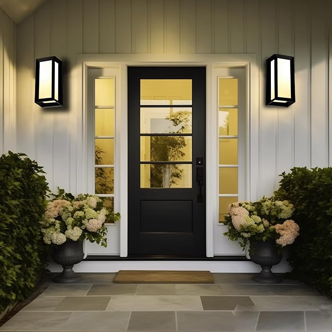 Outdoor Wall Sconce Lights 2Pack Square LED Outdoor Wall Lights 18W 3CCT Selectable 3000K 4000K 5000K Daylight Modern Waterproof Exterior Wall Light for House Porch Garage