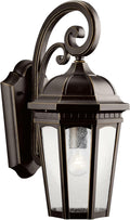 Kichler Courtyard 17.75 1 Light Outdoor Wall Light with Clear Seeded Glass in Rubbed Bronze for Entry or Garage Doors 18 H x 8.25 W x 11.25 Ext.) 9033RZ