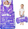 Personalized Name Toddler Nap Mat for Daycare Preschool Kindergarten Customized Kids Sleeping Bag with Pillow and Blanket for Girls Boys Custom Name Monogrammed Nap Mats for Toddlers