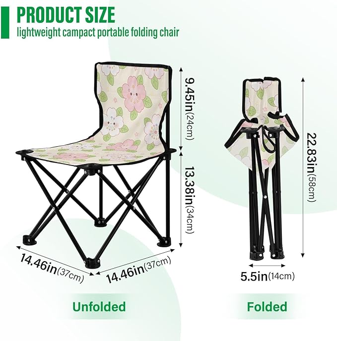 Packable Heavy Duty Camping Chairs Cute Blossom Backpack for Adults Backpacking Chair Carry Bag Included Hiking