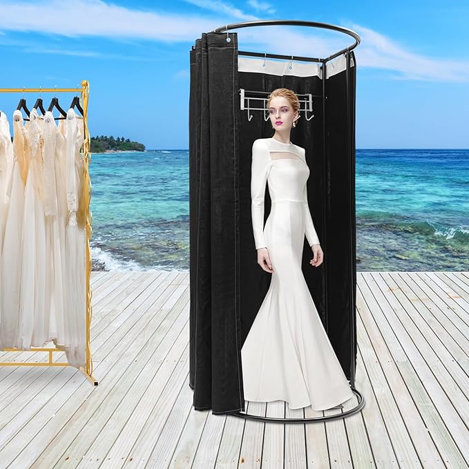 Portable Fitting Room Changing Booth 78.7 High Privacy Pop-Up Tent with Curtain 66lbs Capacity for Retail Events Beach Camping Photography Studio (Black)