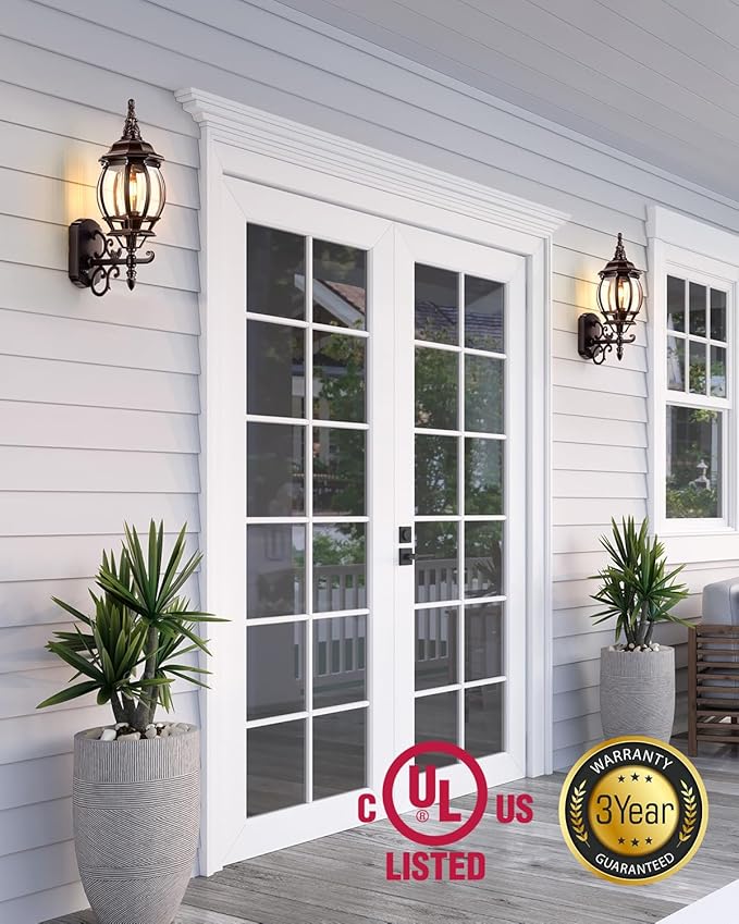 VIANIS Oil Rubbed Bronze Outdoor Light Fixtures Wall Mount Modern Front Porch Lanterns Wall Sconce Anti-Rust Outside Garage Lights Dusk to Dawn Lighting for Patio Waterproof Coach Lights for House