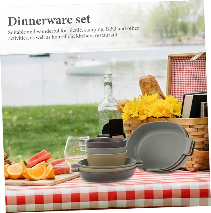 1 Set Outdoor Portable Dinnerware Lightweight Camping Plates Bowls for Picnics Bbqs and Hiking Stylish and Practical Dining for