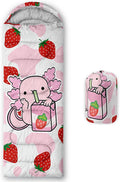 QOOMO Axolotl Cute Camping Sleeping Bags3 Season Warm &amp Cool WeatherLightweightWaterproof Sleeping Bags for Adults &amp KidsTravelingand Outdoors