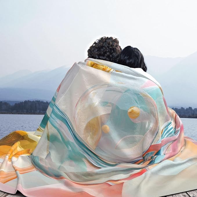 Liquid Round Soft Fleece Blanket 60 * 50 inch Soft Sofa Blanket Suitable for Sofa Camping Travel Night Cover Blanket