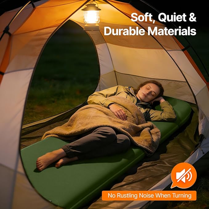 OGERY Self-Inflating Sleeping Pad with Built-in Foot Pump 3 Memory Foam Camping Mattress for Side Sleepers Quiet &amp Insulated Sleeping Mat Camping Essential Gear for Car Tent Camping