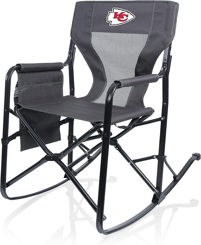 Picnic TIME NFL Woodland Rocking Camping Chair with Storage Caddy Camp Chair for Adults